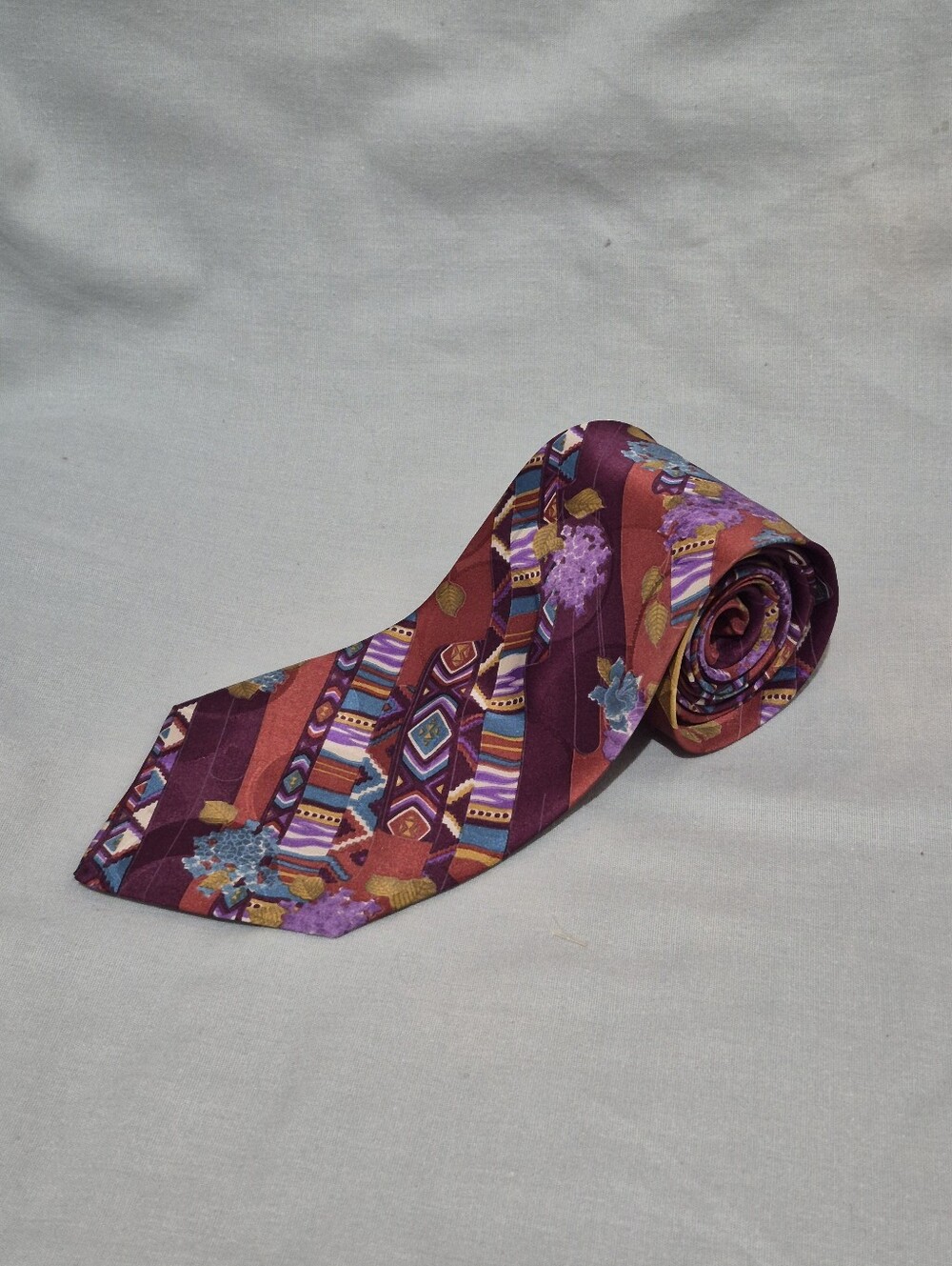 Soho Burgundy and Purple Patterned Made In Canada Silk Tie